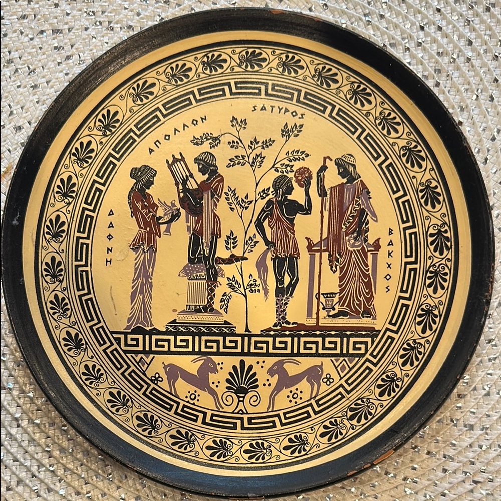 Vintage Terracotta Greek Decorative Plate Souvenir Mythology Gods Goddess (Made - Picture 6 of 12